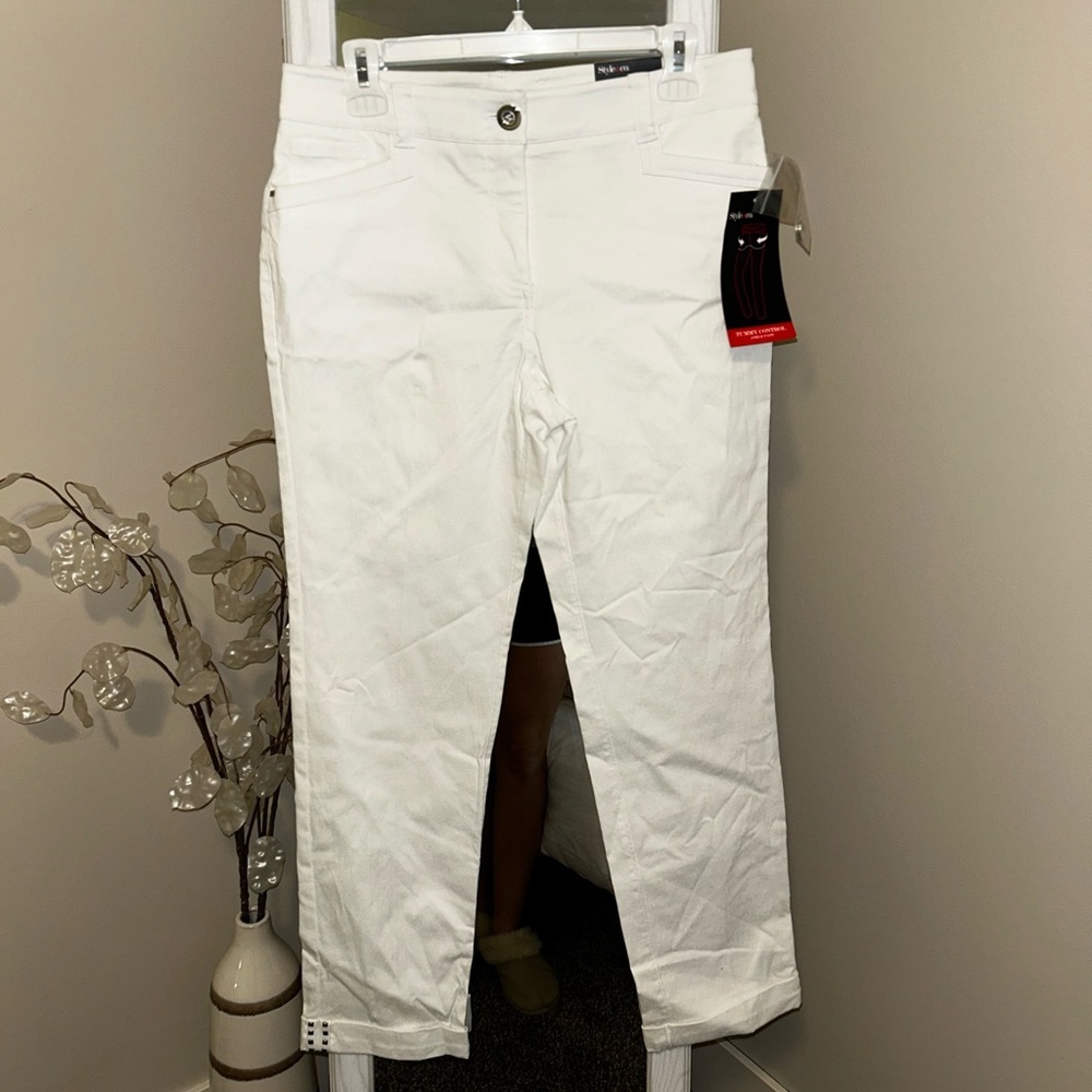 💜 NWT Style & Co. Cream tummy control stretch Pants